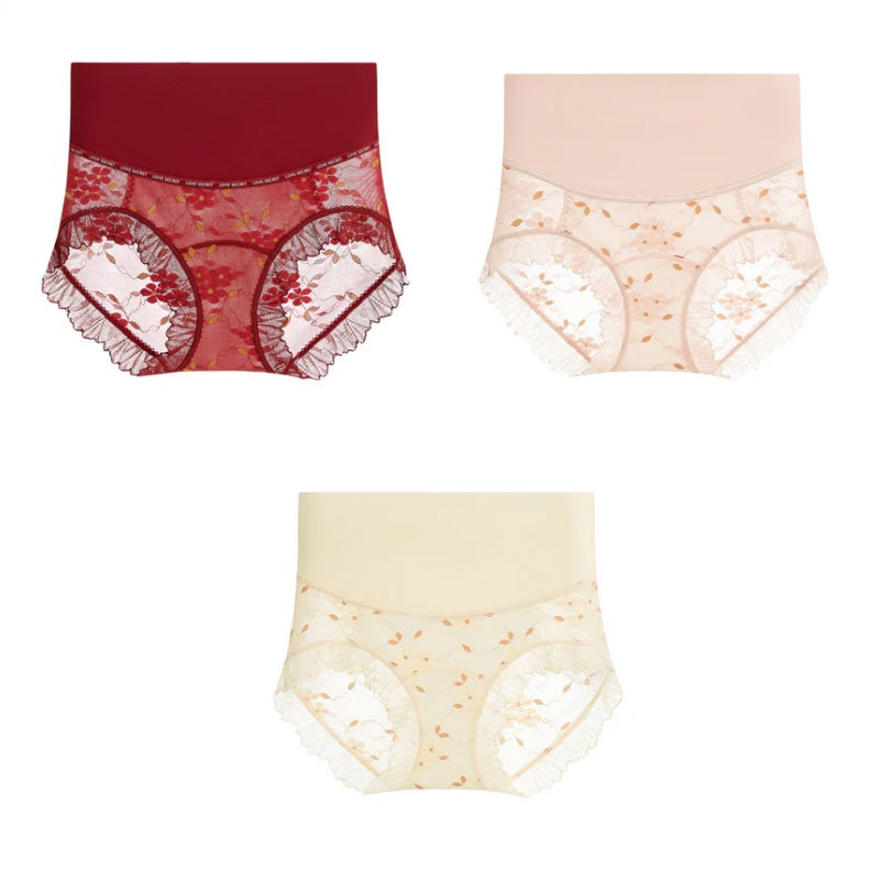 Women's Breathable High Waist Seamless Lace Panties