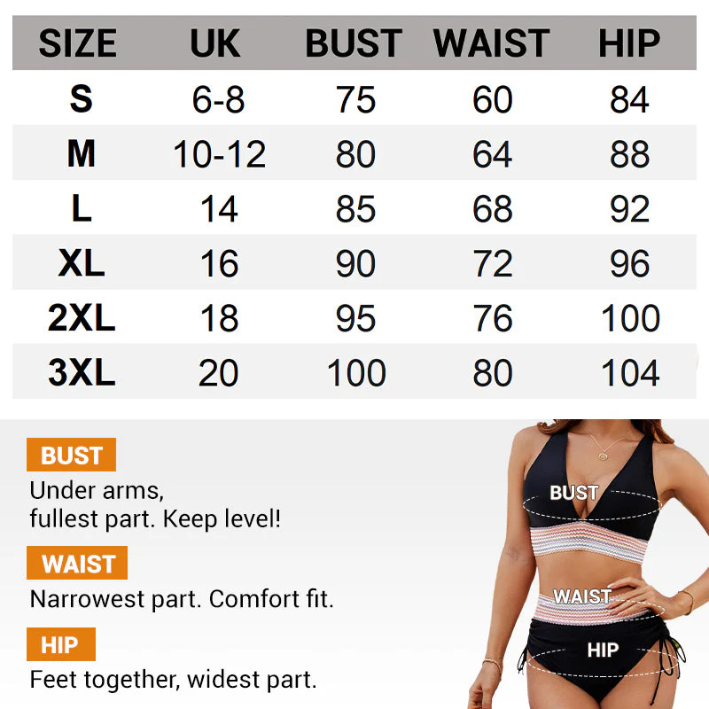 ✨New Arrival✨👙High Waisted Tummy Control Colour Block Bikini Sets