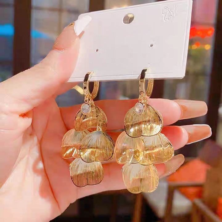 šWomenās Layered Leaf Hoop Dangle EarringsāØ