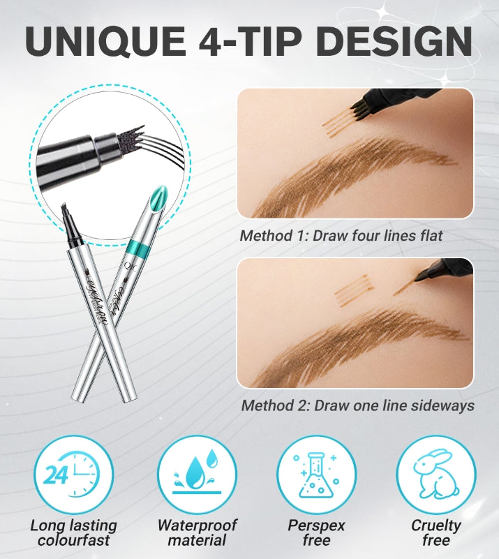 BUY 1 GET 1 FREE(🎉 2 PCS)🎉High Quality 3D Waterproof Microblading Eyebrow Pen 4 Fork Tip Tattoo Pencil