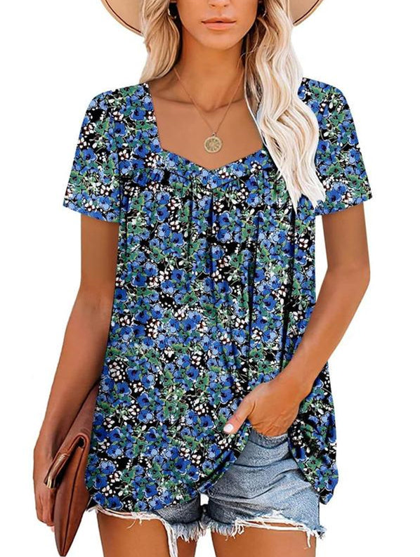 ⏰Hot Sale 50% Off🔥Women's Summer Pleated Printed Short-Sleeves