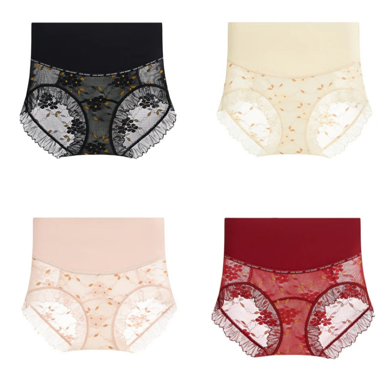 Women's Breathable High Waist Seamless Lace Panties