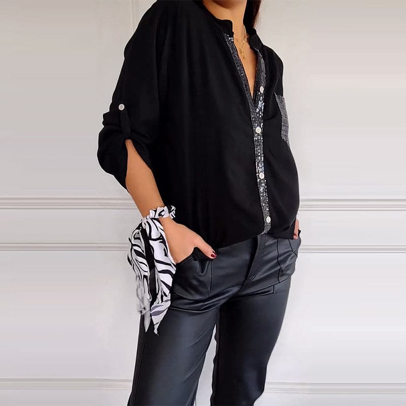🔥50 % OFF🔥2024 Casual Patchwork Top with Sequins