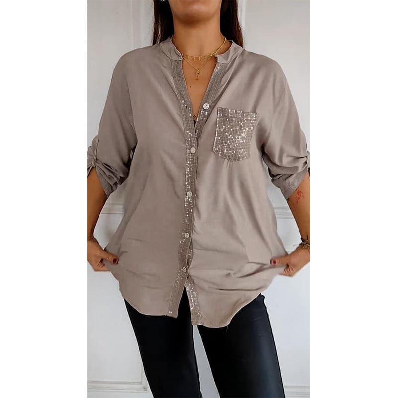 🔥50 % OFF🔥2024 Casual Patchwork Top with Sequins