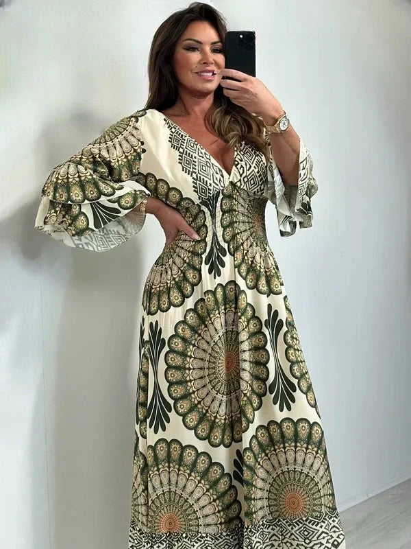 💖Big price reduction!🔥💖Women's Retro Boho Deep V-Neck Maxi Dress🔥