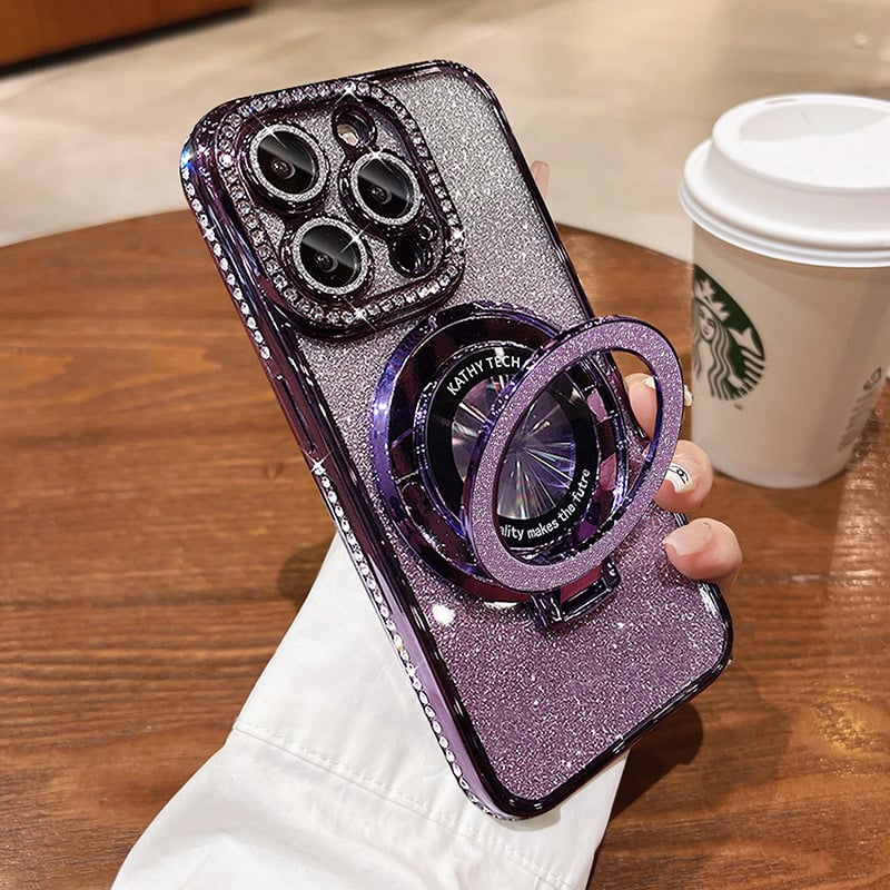 Glitter Rhinestones Magnetic iPhone Case with Invisible Stand(50% OFF)