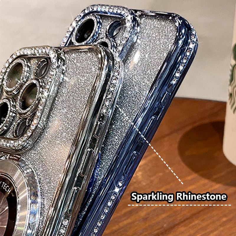 Glitter Rhinestones Magnetic iPhone Case with Invisible Stand(50% OFF)