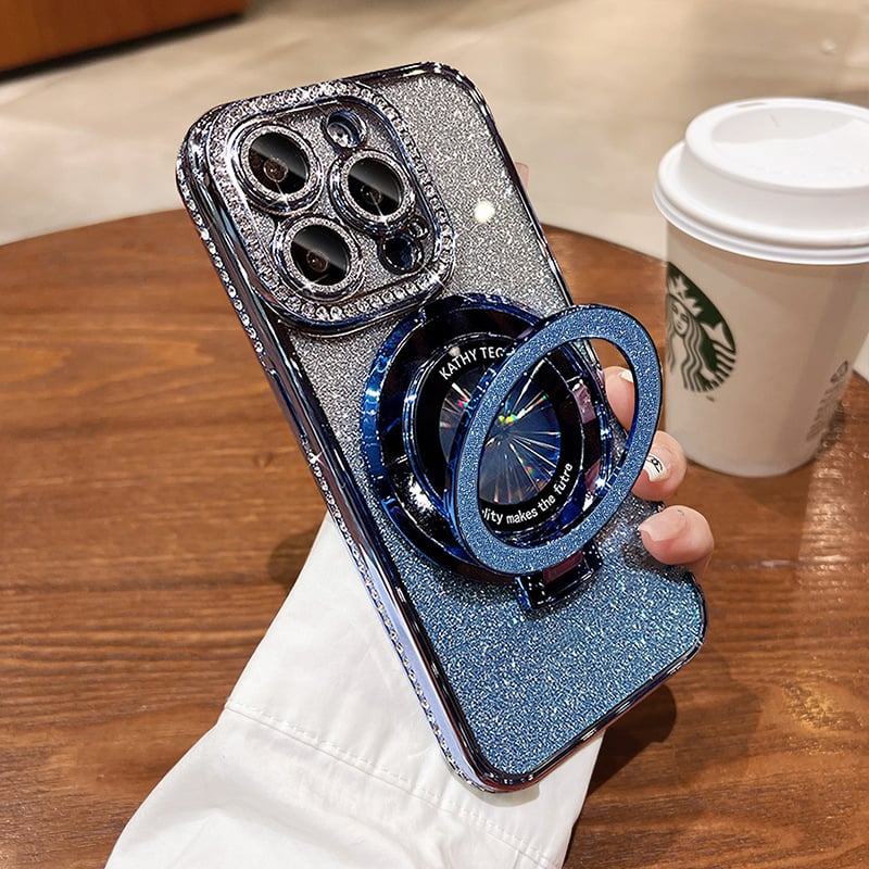 Glitter Rhinestones Magnetic iPhone Case with Invisible Stand(50% OFF)