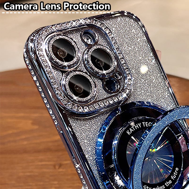 Glitter Rhinestones Magnetic iPhone Case with Invisible Stand(50% OFF)