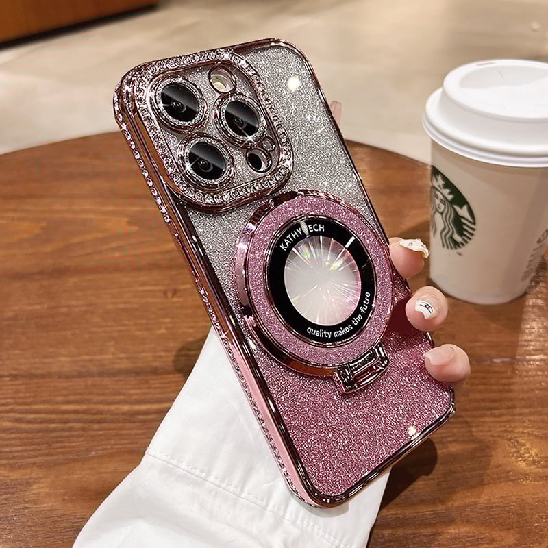 Glitter Rhinestones Magnetic iPhone Case with Invisible Stand(50% OFF)