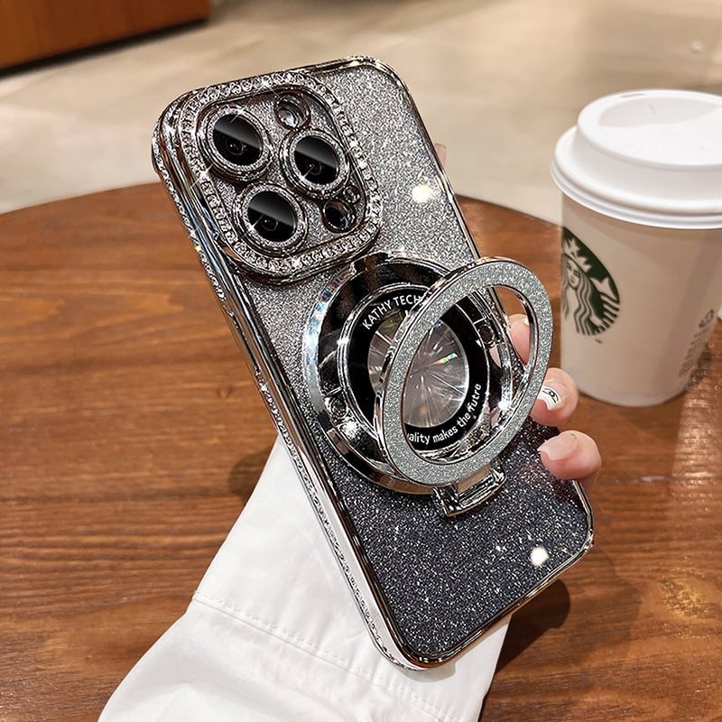 Glitter Rhinestones Magnetic iPhone Case with Invisible Stand(50% OFF)