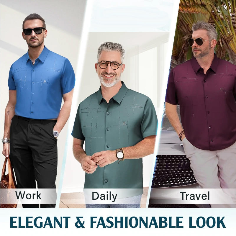 Men's Ice Silk Business Short-Sleeved Shirt