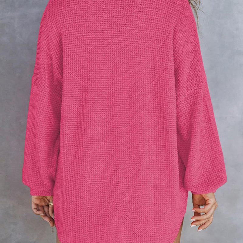 🔥Last Week Promotion 49% Off✨2024 New Women’s Loose Solid Color Waffle Knit Shirt Jacket