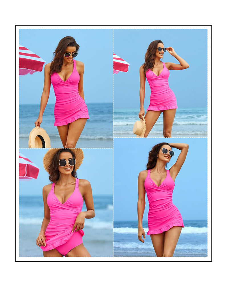 👙Swimsuit With Deep V And Gathered Gack