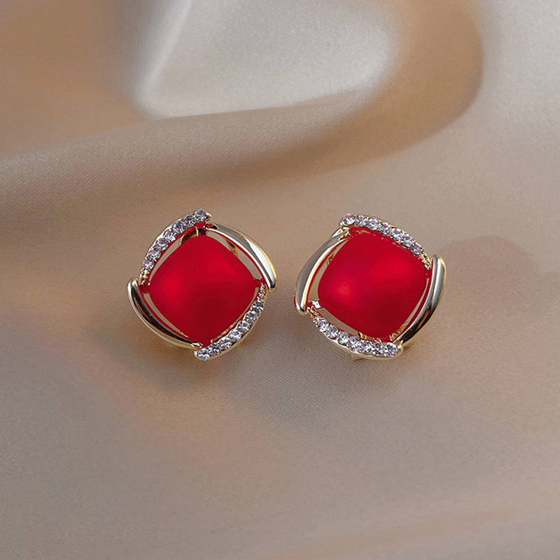 Square Chunky Stud Earrings for Women