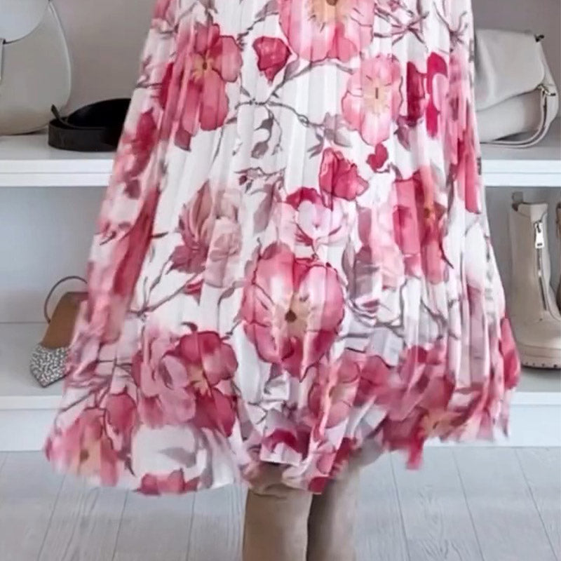 🌸Seasonal dress 50% OFF👗Floral Print Off-Shoulder Top & Maxi Skirt Two-Piece Set💕