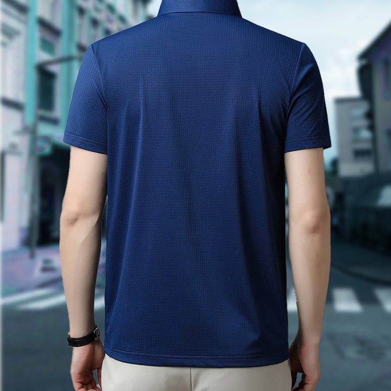 🌞Summer Hot Sale-14.99£👕Men's Loose Cool Breathable Lapel T-Shirt