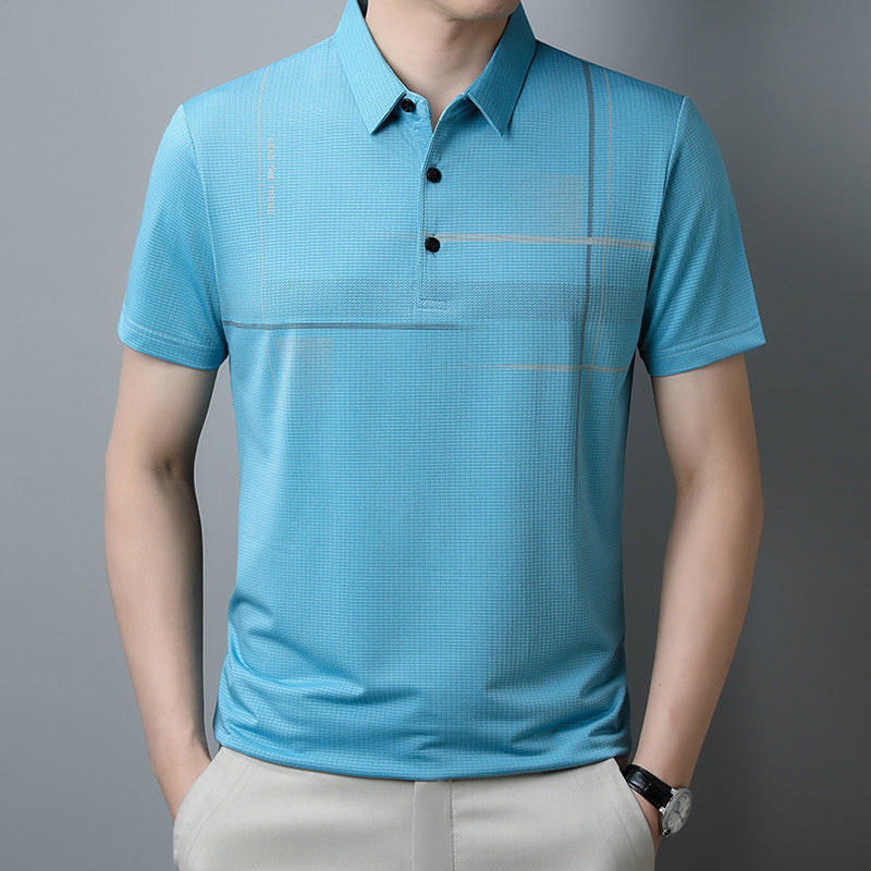 🌞Summer Hot Sale-14.99£👕Men's Loose Cool Breathable Lapel T-Shirt