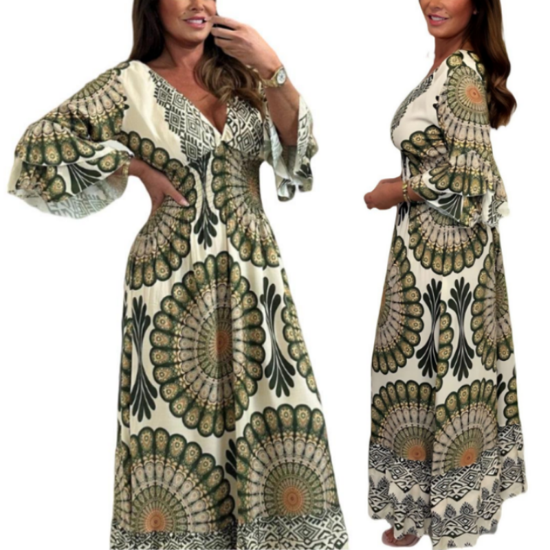 💖Big price reduction!🔥💖Women's Retro Boho Deep V-Neck Maxi Dress🔥