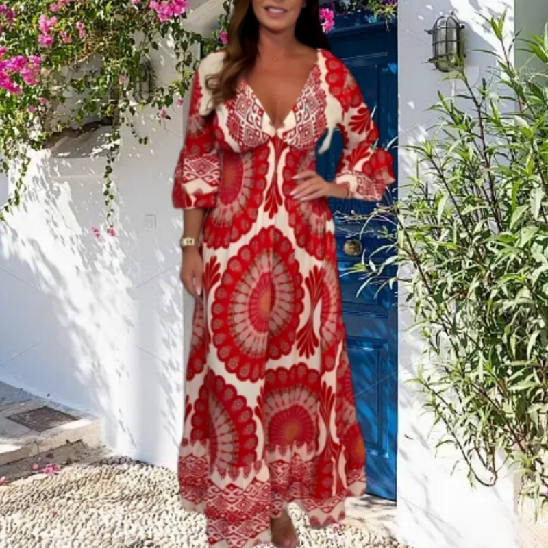 💖Big price reduction!🔥💖Women's Retro Boho Deep V-Neck Maxi Dress🔥