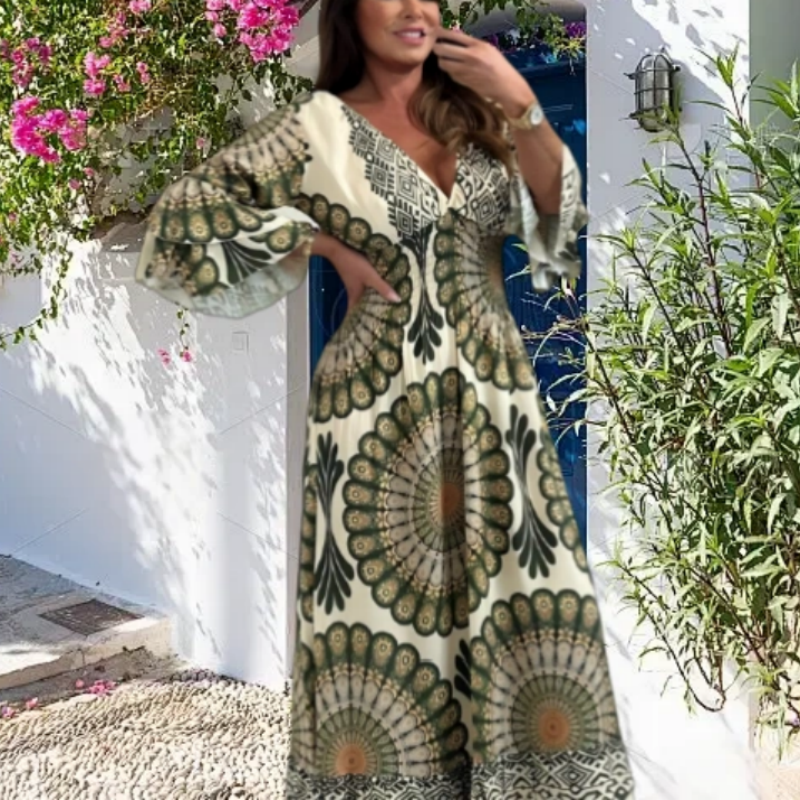 💖Big price reduction!🔥💖Women's Retro Boho Deep V-Neck Maxi Dress🔥