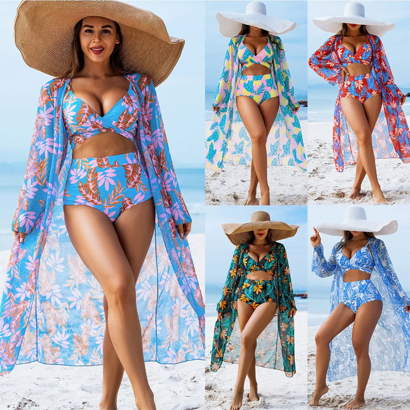 👗Women's 3-Piece Sexy Floral Print Swimsuit
