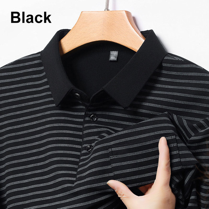 Men’s Striped Lapel Button Front Tops