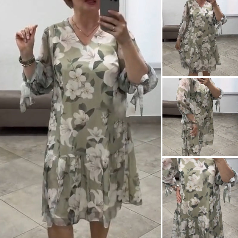 Women's Casual Loose V-Neck Fashion Printed Dresses