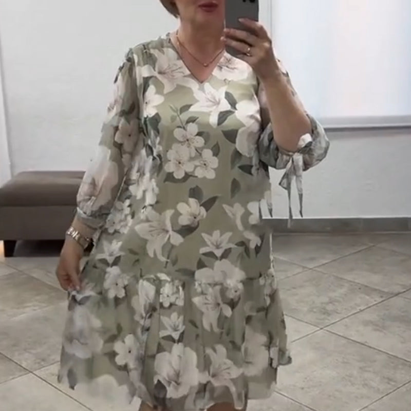 Women's Casual Loose V-Neck Fashion Printed Dresses