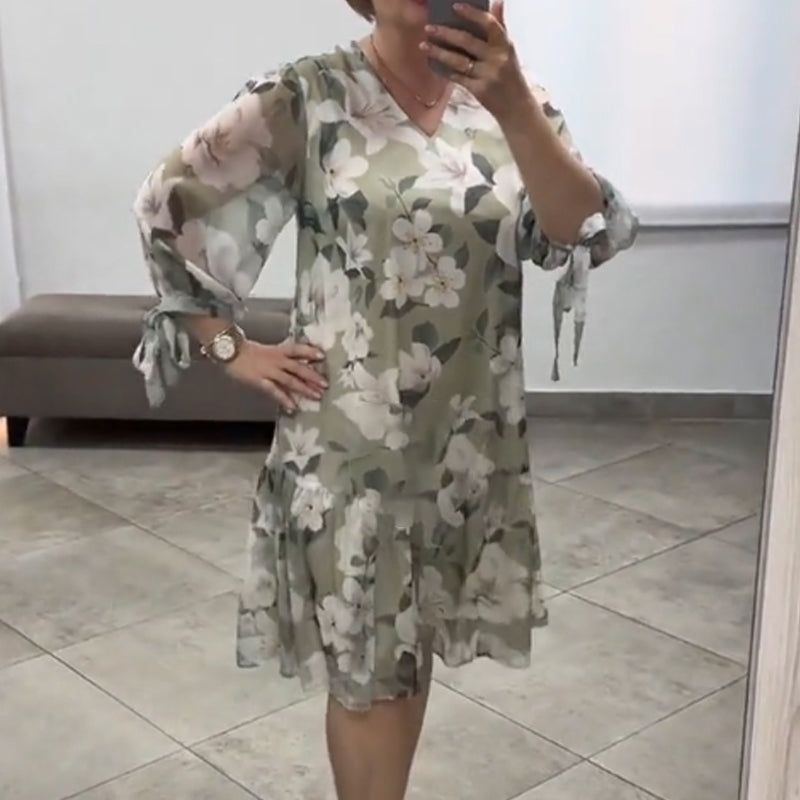 Women's Casual Loose V-Neck Fashion Printed Dresses