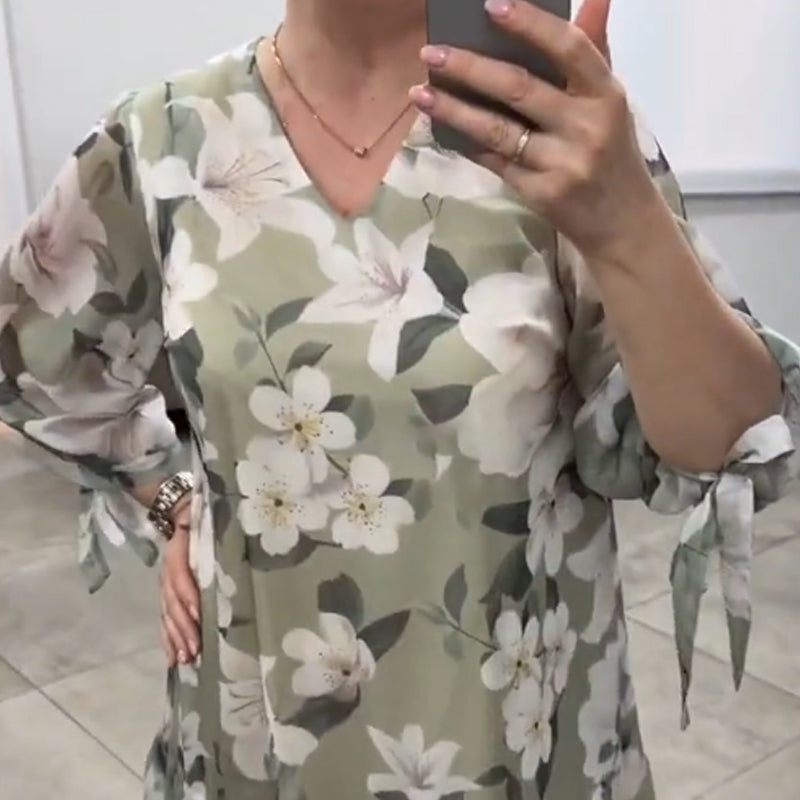 Women's Casual Loose V-Neck Fashion Printed Dresses