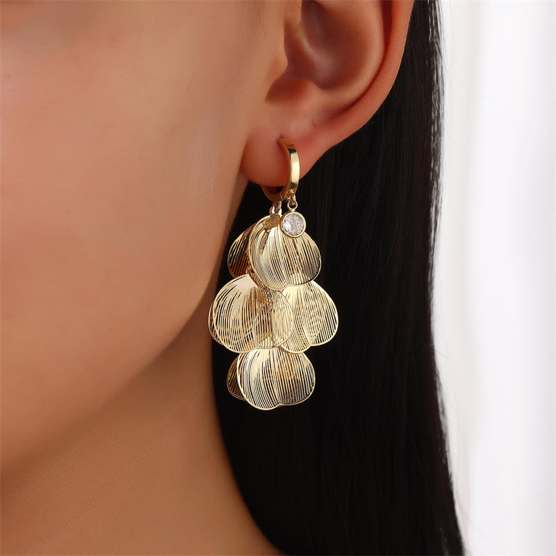 šWomenās Layered Leaf Hoop Dangle EarringsāØ