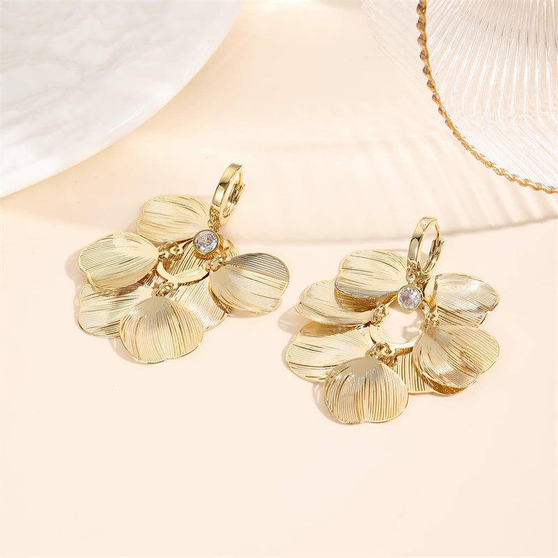 šWomenās Layered Leaf Hoop Dangle EarringsāØ
