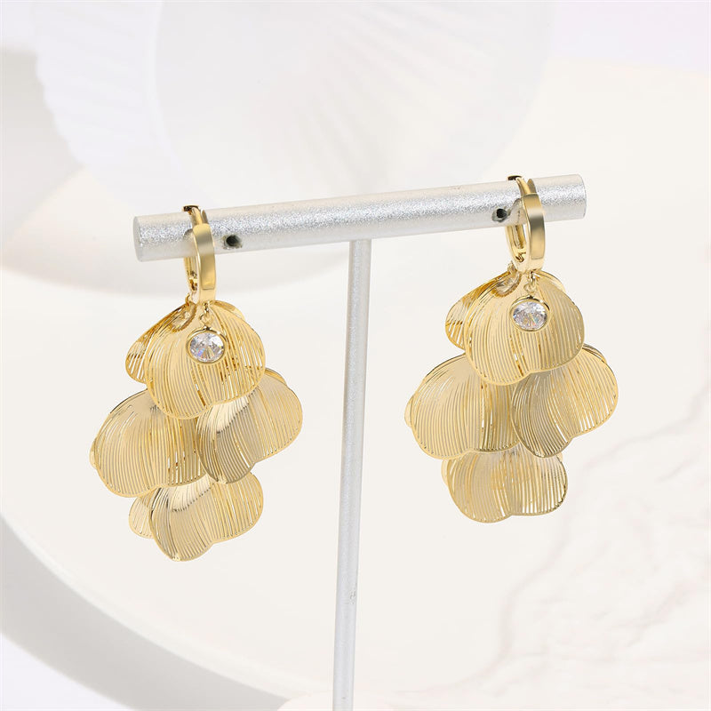 šWomenās Layered Leaf Hoop Dangle EarringsāØ