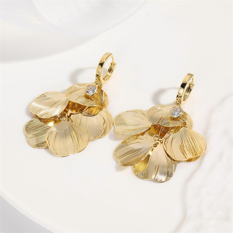 šWomenās Layered Leaf Hoop Dangle EarringsāØ
