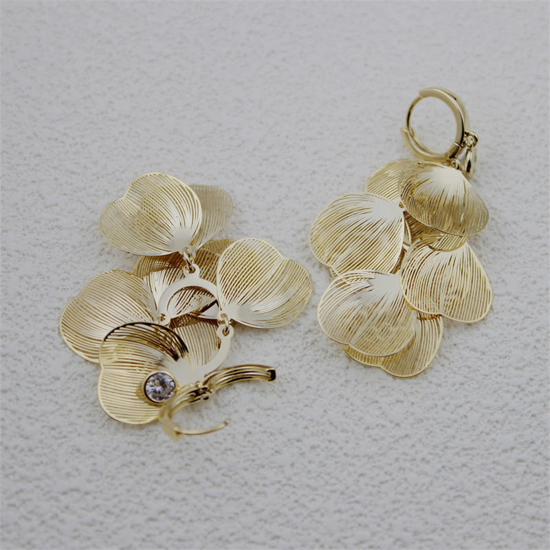 šWomenās Layered Leaf Hoop Dangle EarringsāØ