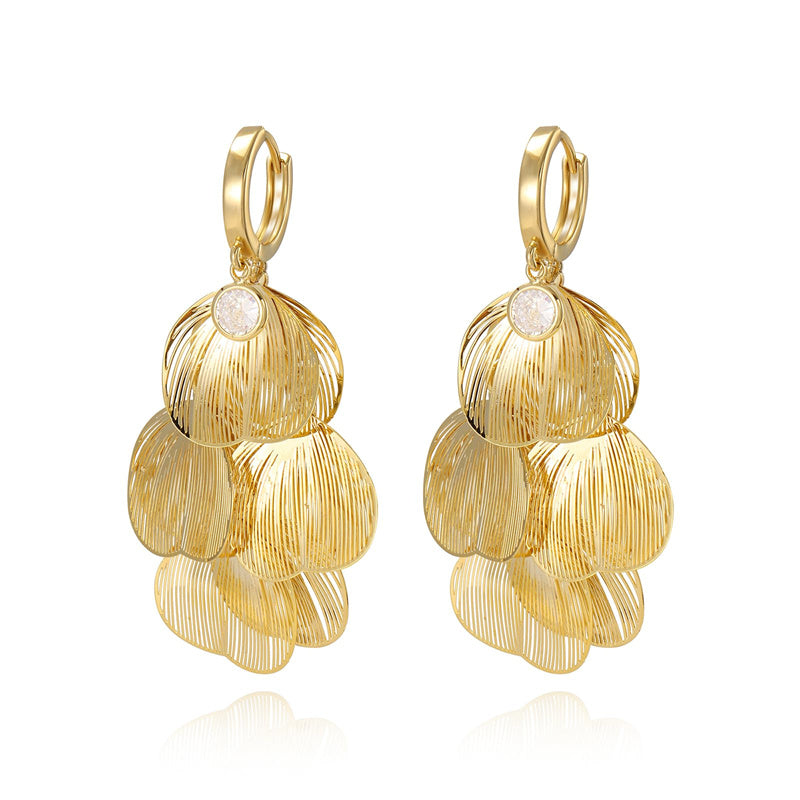 šWomenās Layered Leaf Hoop Dangle EarringsāØ