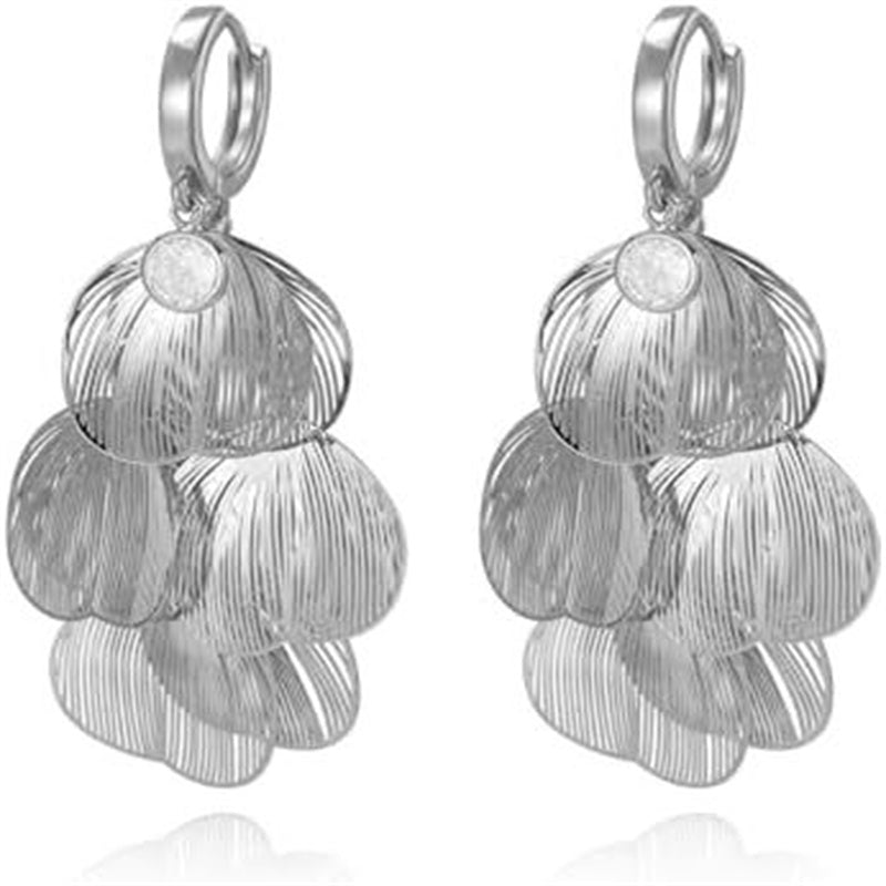 šWomenās Layered Leaf Hoop Dangle EarringsāØ