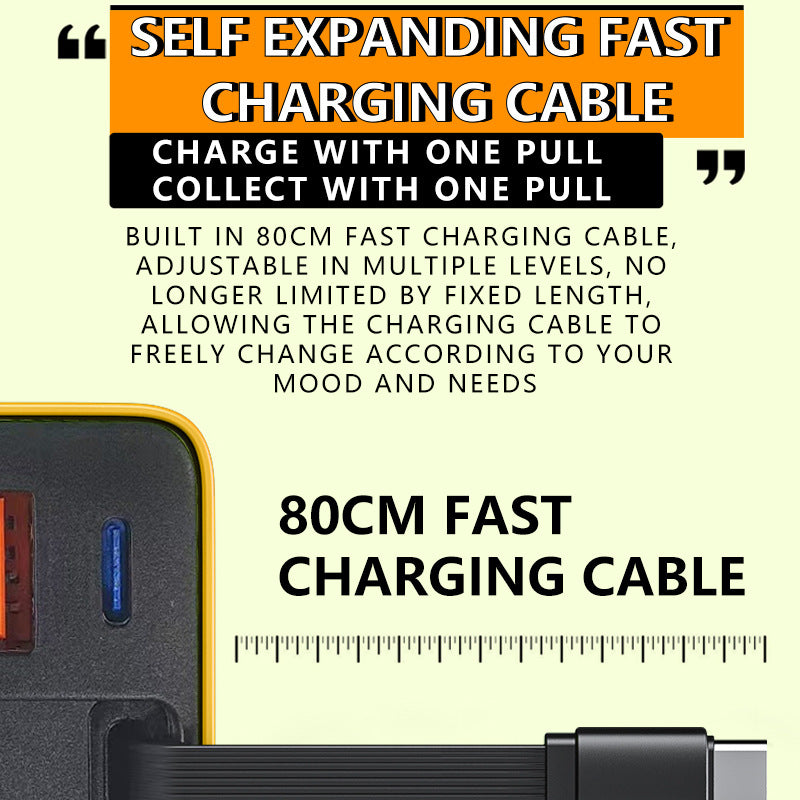 🔥Limited Time Promotion 50% OFF🔥80W Fast Charging Phone Charger Block with Retractable 80cm Type-C Cable
