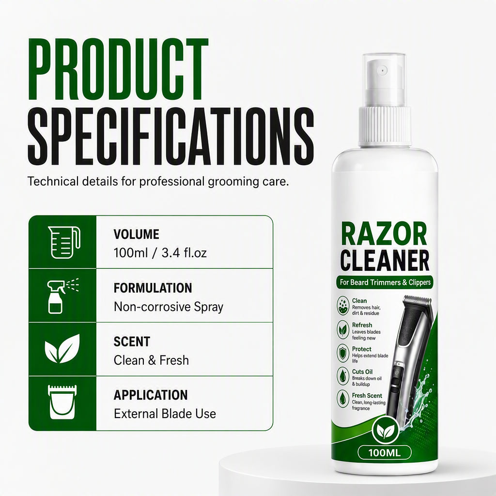 🪒50% OFF NOW! Electric Shaver Cleaning Spray‑100ML Deep Clean Blade Care Spray, Removes Hair & Oil Residue for Beard Trimmers, Hair Clippers & Grooming Tools