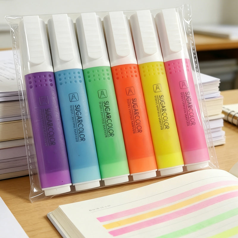 6-Pack Chisel Tip Highlighter Pens Set