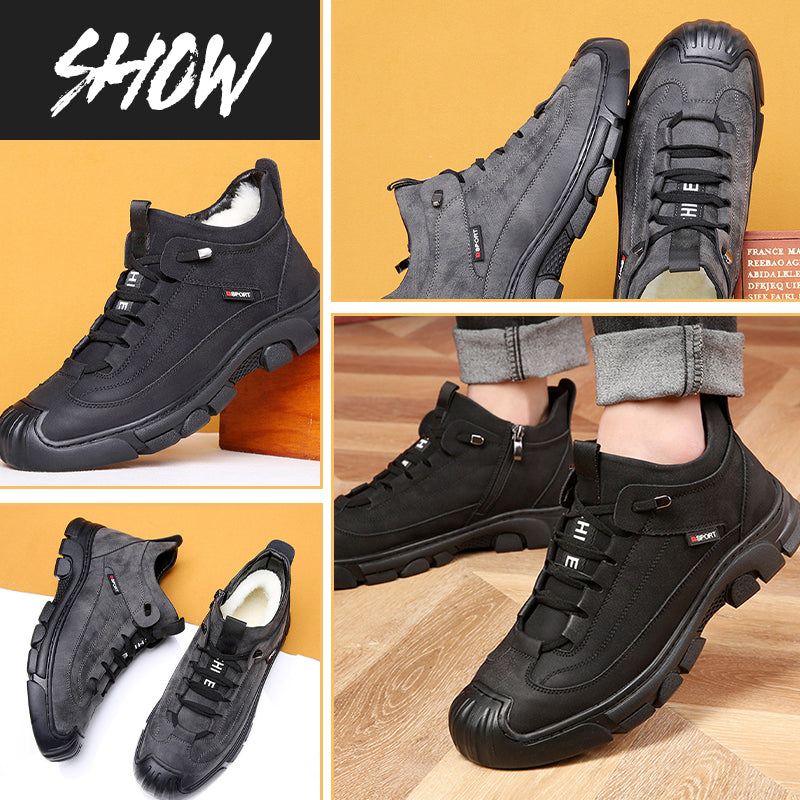 [Winter Gift] Men's Faux Wool Lining Leather Sneaker