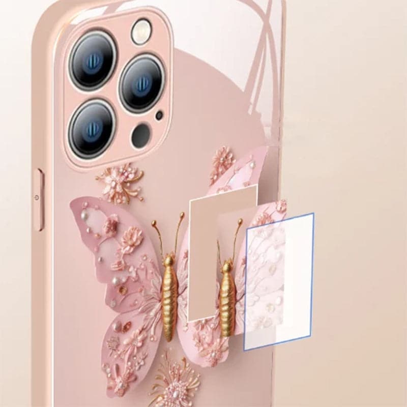 🌟 Flat 3D Butterfly Pattern Glass Cover Compatible with iPhone 🌟