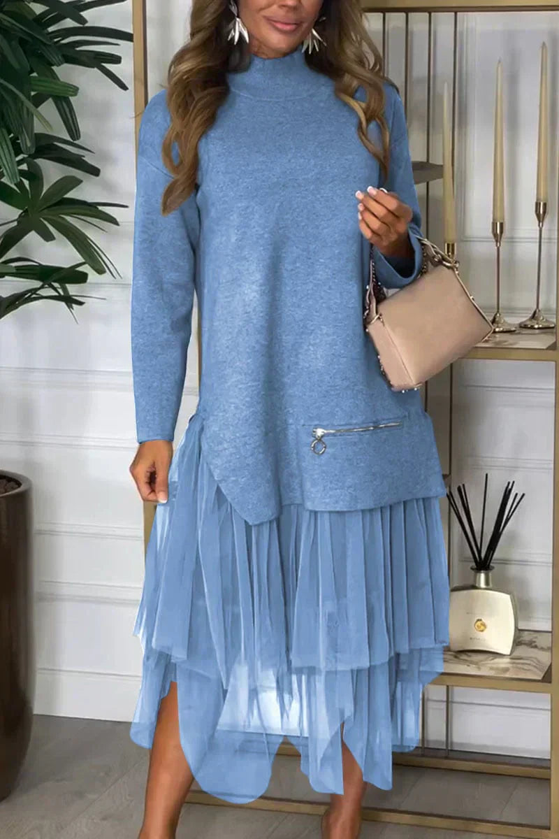 🎉 Women's Long Sleeve Top & Tulle Skirt Two-Piece Set