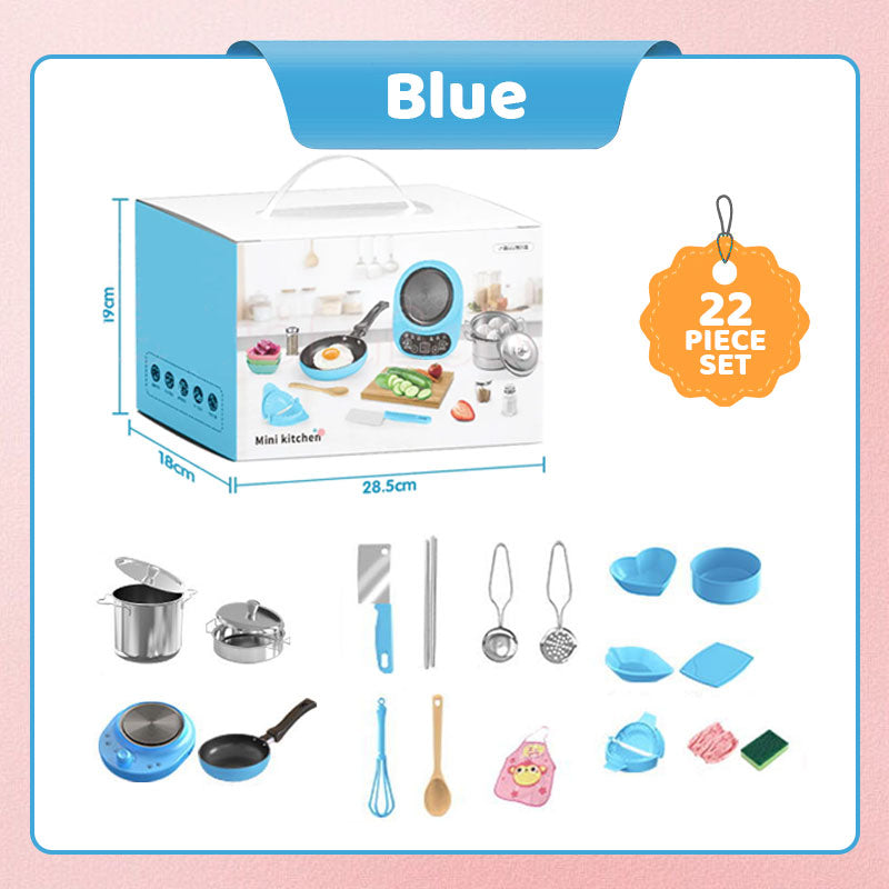 🎁[Best Gift For Kid]🍳Children's Real Cooking Mini Kitchen Toys - 22 PCS Set