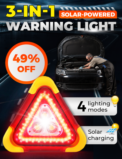 🔥2026 New Arrival🔥 3-IN-1 Solar Emergency Triangle Warning Light at the Roadside
