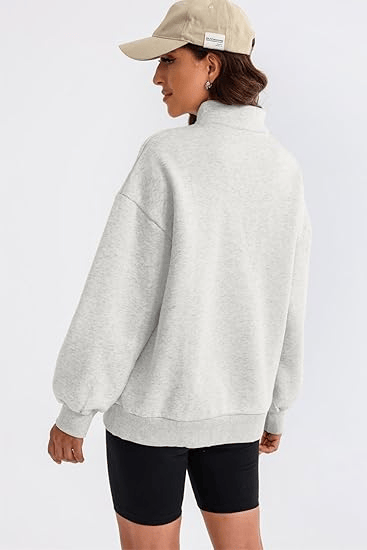 🔥Last Day Promotion 50% OFF🏆Womens Zip-Up Dropped Shoulder Sweatshirt