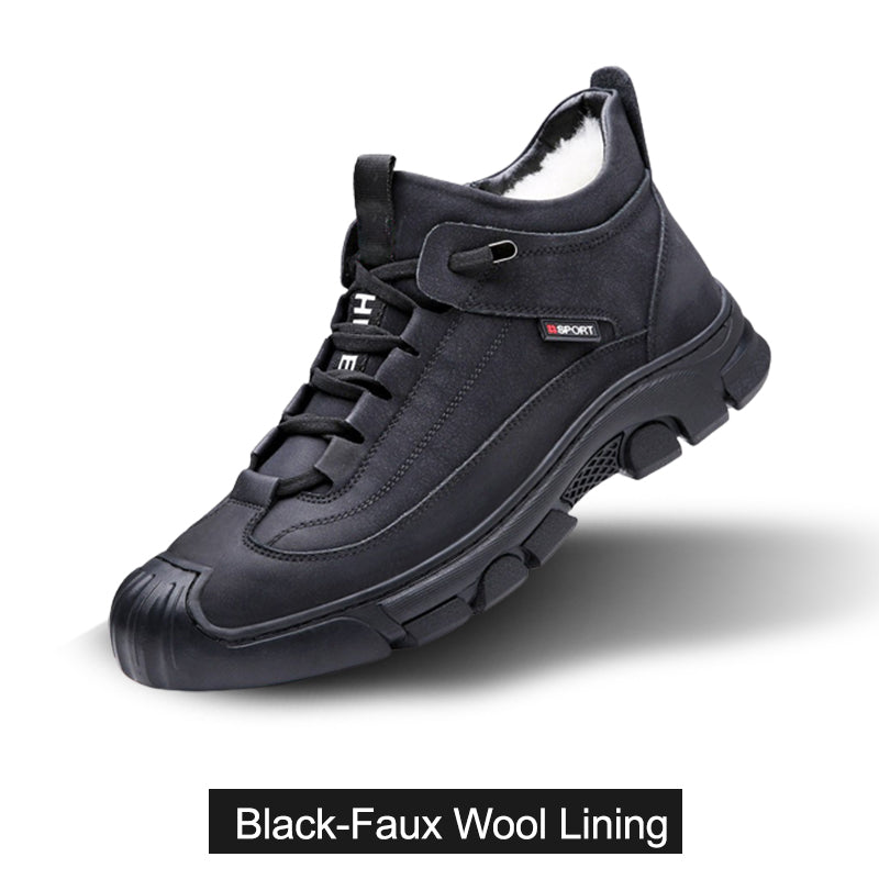 [Winter Gift] Men's Faux Wool Lining Leather Sneaker