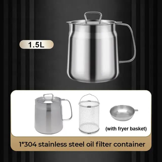 🔥Hot Sale🔥2-in-1 304 Stainless Steel Multifunctional Oil Strainer Pot