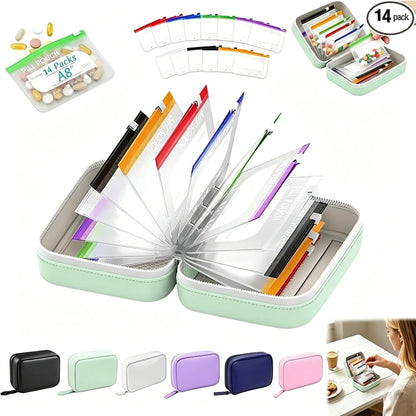 🥳 2026 HOT SALE 50% OFF! 💊 A8 Waterproof Pill Pouch Set – 65K+ SOLD! 14 Color-Coded Pouches, Waterproof & Crush-Proof Shell – Holds 7-14 Days of Meds 🗓️✨